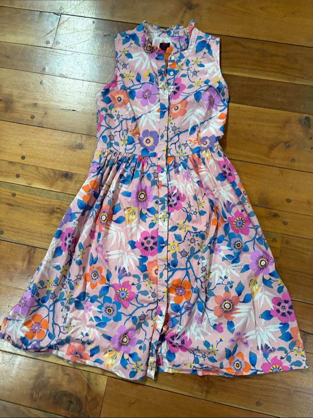 J. Crew Pink Floral Sleeveless Button-Front Cocktail Dress